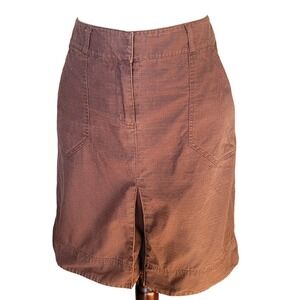 Vintage 90s Tweeds Brown Cotton Utility Knee Length Mid Rise Skirt 4 Pockets